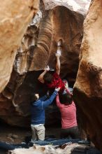 Bouldering in Hueco Tanks on 10/28/2019 with Blue Lizard Climbing and Yoga

Filename: SRM_20191028_1343580.jpg
Aperture: f/3.2
Shutter Speed: 1/250
Body: Canon EOS-1D Mark II
Lens: Canon EF 50mm f/1.8 II