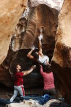 Bouldering in Hueco Tanks on 10/28/2019 with Blue Lizard Climbing and Yoga

Filename: SRM_20191028_1346221.jpg
Aperture: f/3.2
Shutter Speed: 1/250
Body: Canon EOS-1D Mark II
Lens: Canon EF 50mm f/1.8 II