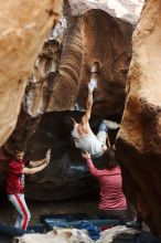 Bouldering in Hueco Tanks on 10/28/2019 with Blue Lizard Climbing and Yoga

Filename: SRM_20191028_1353120.jpg
Aperture: f/3.2
Shutter Speed: 1/250
Body: Canon EOS-1D Mark II
Lens: Canon EF 50mm f/1.8 II