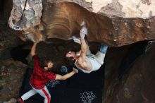 Bouldering in Hueco Tanks on 10/28/2019 with Blue Lizard Climbing and Yoga

Filename: SRM_20191028_1402460.jpg
Aperture: f/3.5
Shutter Speed: 1/250
Body: Canon EOS-1D Mark II
Lens: Canon EF 50mm f/1.8 II