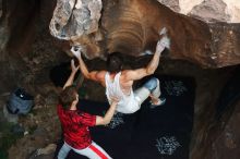 Bouldering in Hueco Tanks on 10/28/2019 with Blue Lizard Climbing and Yoga

Filename: SRM_20191028_1402550.jpg
Aperture: f/3.5
Shutter Speed: 1/250
Body: Canon EOS-1D Mark II
Lens: Canon EF 50mm f/1.8 II