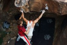 Bouldering in Hueco Tanks on 10/28/2019 with Blue Lizard Climbing and Yoga

Filename: SRM_20191028_1402560.jpg
Aperture: f/3.5
Shutter Speed: 1/250
Body: Canon EOS-1D Mark II
Lens: Canon EF 50mm f/1.8 II