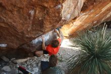 Bouldering in Hueco Tanks on 10/26/2019 with Blue Lizard Climbing and Yoga

Filename: SRM_20191026_1054450.jpg
Aperture: f/4.0
Shutter Speed: 1/400
Body: Canon EOS-1D Mark II
Lens: Canon EF 50mm f/1.8 II