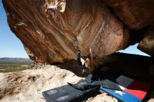 Bouldering in Hueco Tanks on 10/26/2019 with Blue Lizard Climbing and Yoga

Filename: SRM_20191026_1323170.jpg
Aperture: f/8.0
Shutter Speed: 1/250
Body: Canon EOS-1D Mark II
Lens: Canon EF 16-35mm f/2.8 L