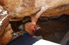 Bouldering in Hueco Tanks on 10/26/2019 with Blue Lizard Climbing and Yoga

Filename: SRM_20191026_1504430.jpg
Aperture: f/5.0
Shutter Speed: 1/200
Body: Canon EOS-1D Mark II
Lens: Canon EF 16-35mm f/2.8 L