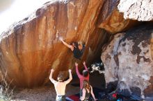 Bouldering in Hueco Tanks on 10/26/2019 with Blue Lizard Climbing and Yoga

Filename: SRM_20191026_1646060.jpg
Aperture: f/5.6
Shutter Speed: 1/250
Body: Canon EOS-1D Mark II
Lens: Canon EF 16-35mm f/2.8 L