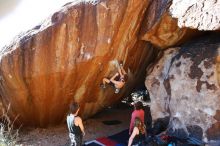 Bouldering in Hueco Tanks on 10/26/2019 with Blue Lizard Climbing and Yoga

Filename: SRM_20191026_1649080.jpg
Aperture: f/5.6
Shutter Speed: 1/250
Body: Canon EOS-1D Mark II
Lens: Canon EF 16-35mm f/2.8 L