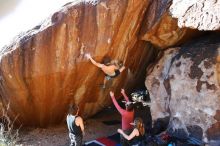 Bouldering in Hueco Tanks on 10/26/2019 with Blue Lizard Climbing and Yoga

Filename: SRM_20191026_1649161.jpg
Aperture: f/5.6
Shutter Speed: 1/250
Body: Canon EOS-1D Mark II
Lens: Canon EF 16-35mm f/2.8 L