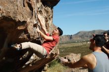 Bouldering in Hueco Tanks on 11/09/2019 with Blue Lizard Climbing and Yoga

Filename: SRM_20191109_1118040.jpg
Aperture: f/4.0
Shutter Speed: 1/2000
Body: Canon EOS-1D Mark II
Lens: Canon EF 50mm f/1.8 II