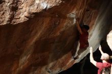 Bouldering in Hueco Tanks on 11/09/2019 with Blue Lizard Climbing and Yoga

Filename: SRM_20191109_1235051.jpg
Aperture: f/8.0
Shutter Speed: 1/250
Body: Canon EOS-1D Mark II
Lens: Canon EF 50mm f/1.8 II