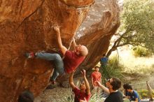 Bouldering in Hueco Tanks on 11/09/2019 with Blue Lizard Climbing and Yoga

Filename: SRM_20191109_1436040.jpg
Aperture: f/4.0
Shutter Speed: 1/320
Body: Canon EOS-1D Mark II
Lens: Canon EF 50mm f/1.8 II