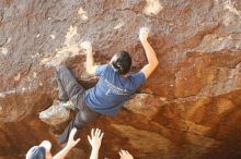 Bouldering in Hueco Tanks on 11/09/2019 with Blue Lizard Climbing and Yoga

Filename: SRM_20191109_1709030.jpg
Aperture: f/4.0
Shutter Speed: 1/640
Body: Canon EOS-1D Mark II
Lens: Canon EF 50mm f/1.8 II