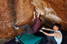 Bouldering in Hueco Tanks on 11/10/2019 with Blue Lizard Climbing and Yoga

Filename: SRM_20191110_1221590.jpg
Aperture: f/5.6
Shutter Speed: 1/250
Body: Canon EOS-1D Mark II
Lens: Canon EF 16-35mm f/2.8 L