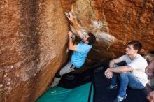 Bouldering in Hueco Tanks on 11/10/2019 with Blue Lizard Climbing and Yoga

Filename: SRM_20191110_1225170.jpg
Aperture: f/5.6
Shutter Speed: 1/250
Body: Canon EOS-1D Mark II
Lens: Canon EF 16-35mm f/2.8 L