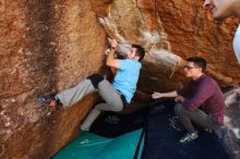 Bouldering in Hueco Tanks on 11/10/2019 with Blue Lizard Climbing and Yoga

Filename: SRM_20191110_1227410.jpg
Aperture: f/5.6
Shutter Speed: 1/250
Body: Canon EOS-1D Mark II
Lens: Canon EF 16-35mm f/2.8 L