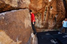 Bouldering in Hueco Tanks on 11/10/2019 with Blue Lizard Climbing and Yoga

Filename: SRM_20191110_1238470.jpg
Aperture: f/5.6
Shutter Speed: 1/250
Body: Canon EOS-1D Mark II
Lens: Canon EF 16-35mm f/2.8 L
