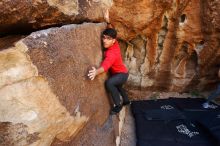 Bouldering in Hueco Tanks on 11/10/2019 with Blue Lizard Climbing and Yoga

Filename: SRM_20191110_1238560.jpg
Aperture: f/5.6
Shutter Speed: 1/250
Body: Canon EOS-1D Mark II
Lens: Canon EF 16-35mm f/2.8 L