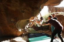Bouldering in Hueco Tanks on 11/10/2019 with Blue Lizard Climbing and Yoga

Filename: SRM_20191110_1506560.jpg
Aperture: f/5.6
Shutter Speed: 1/320
Body: Canon EOS-1D Mark II
Lens: Canon EF 16-35mm f/2.8 L