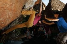 Bouldering in Hueco Tanks on 11/10/2019 with Blue Lizard Climbing and Yoga

Filename: SRM_20191110_1659040.jpg
Aperture: f/8.0
Shutter Speed: 1/250
Body: Canon EOS-1D Mark II
Lens: Canon EF 16-35mm f/2.8 L