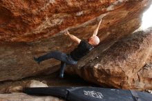 Bouldering in Hueco Tanks on 11/17/2019 with Blue Lizard Climbing and Yoga

Filename: SRM_20191117_1412580.jpg
Aperture: f/8.0
Shutter Speed: 1/250
Body: Canon EOS-1D Mark II
Lens: Canon EF 16-35mm f/2.8 L