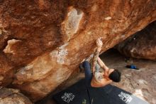 Bouldering in Hueco Tanks on 11/17/2019 with Blue Lizard Climbing and Yoga

Filename: SRM_20191117_1428150.jpg
Aperture: f/8.0
Shutter Speed: 1/250
Body: Canon EOS-1D Mark II
Lens: Canon EF 16-35mm f/2.8 L