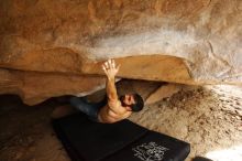 Bouldering in Hueco Tanks on 11/17/2019 with Blue Lizard Climbing and Yoga

Filename: SRM_20191117_1437200.jpg
Aperture: f/2.8
Shutter Speed: 1/250
Body: Canon EOS-1D Mark II
Lens: Canon EF 16-35mm f/2.8 L