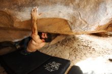 Bouldering in Hueco Tanks on 11/17/2019 with Blue Lizard Climbing and Yoga

Filename: SRM_20191117_1441330.jpg
Aperture: f/2.8
Shutter Speed: 1/250
Body: Canon EOS-1D Mark II
Lens: Canon EF 16-35mm f/2.8 L