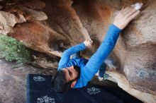 Bouldering in Hueco Tanks on 11/17/2019 with Blue Lizard Climbing and Yoga

Filename: SRM_20191117_1556110.jpg
Aperture: f/4.5
Shutter Speed: 1/250
Body: Canon EOS-1D Mark II
Lens: Canon EF 16-35mm f/2.8 L