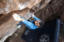 Bouldering in Hueco Tanks on 11/17/2019 with Blue Lizard Climbing and Yoga

Filename: SRM_20191117_1622030.jpg
Aperture: f/3.2
Shutter Speed: 1/250
Body: Canon EOS-1D Mark II
Lens: Canon EF 16-35mm f/2.8 L