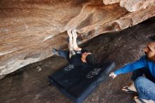 Bouldering in Hueco Tanks on 11/17/2019 with Blue Lizard Climbing and Yoga

Filename: SRM_20191117_1632211.jpg
Aperture: f/3.5
Shutter Speed: 1/250
Body: Canon EOS-1D Mark II
Lens: Canon EF 16-35mm f/2.8 L
