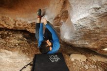 Bouldering in Hueco Tanks on 11/17/2019 with Blue Lizard Climbing and Yoga

Filename: SRM_20191117_1704390.jpg
Aperture: f/5.0
Shutter Speed: 1/250
Body: Canon EOS-1D Mark II
Lens: Canon EF 16-35mm f/2.8 L