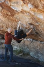 Bouldering in Hueco Tanks on 11/18/2019 with Blue Lizard Climbing and Yoga

Filename: SRM_20191118_1153490.jpg
Aperture: f/4.5
Shutter Speed: 1/250
Body: Canon EOS-1D Mark II
Lens: Canon EF 50mm f/1.8 II