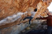 Bouldering in Hueco Tanks on 11/18/2019 with Blue Lizard Climbing and Yoga

Filename: SRM_20191118_1200510.jpg
Aperture: f/6.3
Shutter Speed: 1/250
Body: Canon EOS-1D Mark II
Lens: Canon EF 16-35mm f/2.8 L