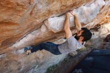 Bouldering in Hueco Tanks on 11/18/2019 with Blue Lizard Climbing and Yoga

Filename: SRM_20191118_1209240.jpg
Aperture: f/5.0
Shutter Speed: 1/250
Body: Canon EOS-1D Mark II
Lens: Canon EF 16-35mm f/2.8 L