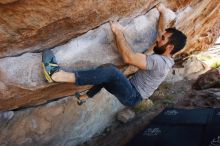 Bouldering in Hueco Tanks on 11/18/2019 with Blue Lizard Climbing and Yoga

Filename: SRM_20191118_1209410.jpg
Aperture: f/5.6
Shutter Speed: 1/250
Body: Canon EOS-1D Mark II
Lens: Canon EF 16-35mm f/2.8 L