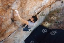 Bouldering in Hueco Tanks on 11/18/2019 with Blue Lizard Climbing and Yoga

Filename: SRM_20191118_1227130.jpg
Aperture: f/5.0
Shutter Speed: 1/250
Body: Canon EOS-1D Mark II
Lens: Canon EF 16-35mm f/2.8 L