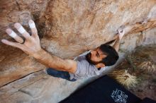 Bouldering in Hueco Tanks on 11/18/2019 with Blue Lizard Climbing and Yoga

Filename: SRM_20191118_1229210.jpg
Aperture: f/5.0
Shutter Speed: 1/250
Body: Canon EOS-1D Mark II
Lens: Canon EF 16-35mm f/2.8 L