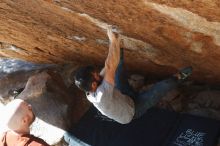 Bouldering in Hueco Tanks on 11/18/2019 with Blue Lizard Climbing and Yoga

Filename: SRM_20191118_1359460.jpg
Aperture: f/3.2
Shutter Speed: 1/250
Body: Canon EOS-1D Mark II
Lens: Canon EF 50mm f/1.8 II