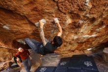 Bouldering in Hueco Tanks on 11/18/2019 with Blue Lizard Climbing and Yoga

Filename: SRM_20191118_1637150.jpg
Aperture: f/2.8
Shutter Speed: 1/250
Body: Canon EOS-1D Mark II
Lens: Canon EF 16-35mm f/2.8 L