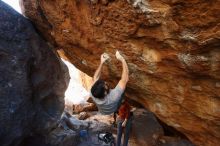 Bouldering in Hueco Tanks on 11/18/2019 with Blue Lizard Climbing and Yoga

Filename: SRM_20191118_1640130.jpg
Aperture: f/3.5
Shutter Speed: 1/250
Body: Canon EOS-1D Mark II
Lens: Canon EF 16-35mm f/2.8 L