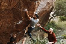 Bouldering in Hueco Tanks on 11/18/2019 with Blue Lizard Climbing and Yoga

Filename: SRM_20191118_1755050.jpg
Aperture: f/2.8
Shutter Speed: 1/250
Body: Canon EOS-1D Mark II
Lens: Canon EF 50mm f/1.8 II