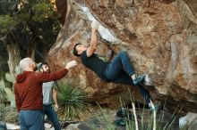 Bouldering in Hueco Tanks on 11/18/2019 with Blue Lizard Climbing and Yoga

Filename: SRM_20191118_1758180.jpg
Aperture: f/3.5
Shutter Speed: 1/250
Body: Canon EOS-1D Mark II
Lens: Canon EF 50mm f/1.8 II