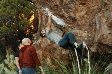 Bouldering in Hueco Tanks on 11/18/2019 with Blue Lizard Climbing and Yoga

Filename: SRM_20191118_1803140.jpg
Aperture: f/3.5
Shutter Speed: 1/250
Body: Canon EOS-1D Mark II
Lens: Canon EF 50mm f/1.8 II