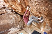 Bouldering in Hueco Tanks on 11/16/2019 with Blue Lizard Climbing and Yoga

Filename: SRM_20191116_1041450.jpg
Aperture: f/4.0
Shutter Speed: 1/250
Body: Canon EOS-1D Mark II
Lens: Canon EF 16-35mm f/2.8 L