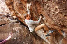 Bouldering in Hueco Tanks on 11/16/2019 with Blue Lizard Climbing and Yoga

Filename: SRM_20191116_1043440.jpg
Aperture: f/4.0
Shutter Speed: 1/400
Body: Canon EOS-1D Mark II
Lens: Canon EF 16-35mm f/2.8 L