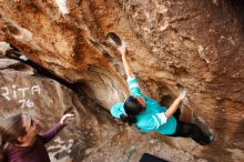 Bouldering in Hueco Tanks on 11/16/2019 with Blue Lizard Climbing and Yoga

Filename: SRM_20191116_1047320.jpg
Aperture: f/5.0
Shutter Speed: 1/200
Body: Canon EOS-1D Mark II
Lens: Canon EF 16-35mm f/2.8 L