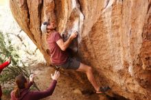 Bouldering in Hueco Tanks on 11/16/2019 with Blue Lizard Climbing and Yoga

Filename: SRM_20191116_1100450.jpg
Aperture: f/2.8
Shutter Speed: 1/500
Body: Canon EOS-1D Mark II
Lens: Canon EF 85mm f/1.2 L II