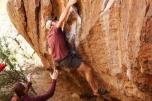 Bouldering in Hueco Tanks on 11/16/2019 with Blue Lizard Climbing and Yoga

Filename: SRM_20191116_1100460.jpg
Aperture: f/2.8
Shutter Speed: 1/500
Body: Canon EOS-1D Mark II
Lens: Canon EF 85mm f/1.2 L II