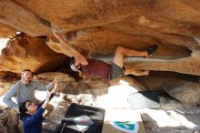 Bouldering in Hueco Tanks on 11/16/2019 with Blue Lizard Climbing and Yoga

Filename: SRM_20191116_1559360.jpg
Aperture: f/5.6
Shutter Speed: 1/200
Body: Canon EOS-1D Mark II
Lens: Canon EF 16-35mm f/2.8 L