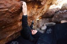 Bouldering in Hueco Tanks on 11/23/2019 with Blue Lizard Climbing and Yoga

Filename: SRM_20191123_1232250.jpg
Aperture: f/3.5
Shutter Speed: 1/250
Body: Canon EOS-1D Mark II
Lens: Canon EF 16-35mm f/2.8 L